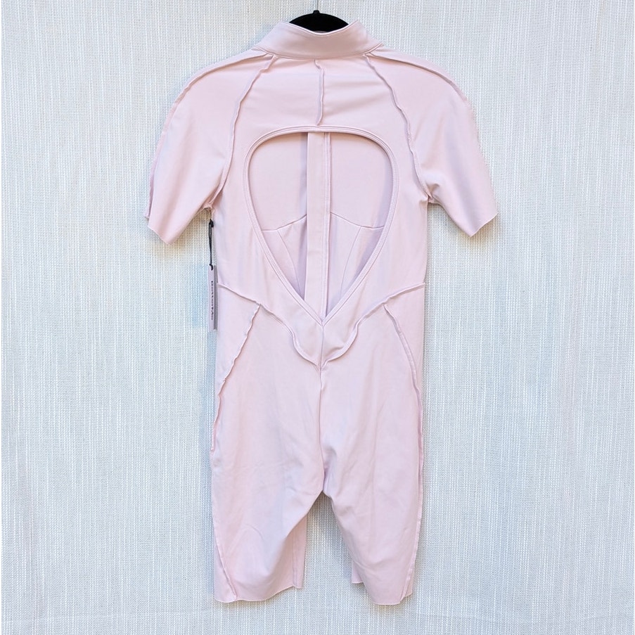 Betterme Bttrm Sleek Shorts Catsuit Womens M Pink Second Skin Zip Slim Nwt — image 3 of 8